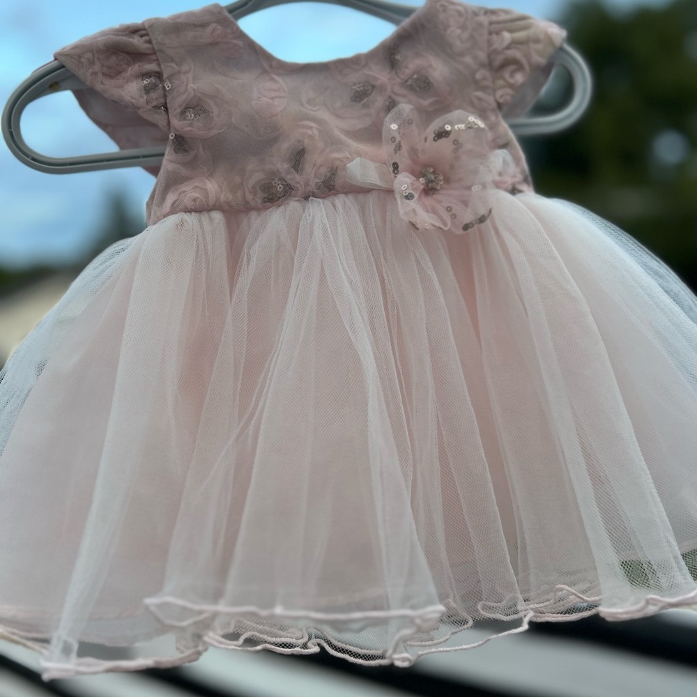 Bonnie Baby Pink Dress with Floral Accents